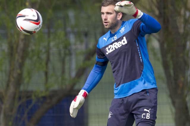 Rangers goalkeeper Cammy Bell gets on the ball in training. Picture: SNS Group