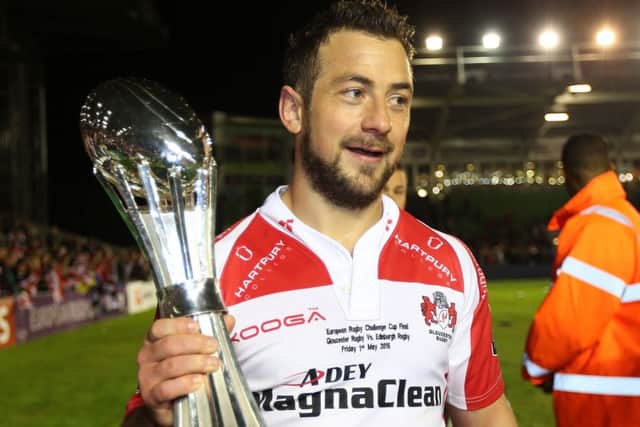 Scotland captain Greig Laidlaw with the European Challenge Cup trophy after defeating his former club, Edinburgh, at The Stoop. Picture: PA