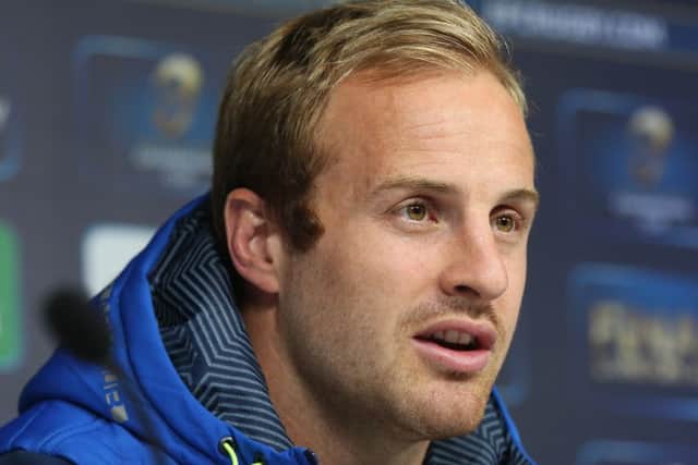 Nick Abendanon, the Clermont fullback, faces the media prior to the European Rugby Champions Cup Final. Picture: Getty