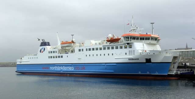 A NorthLink ferry at Stromness Harbour, Orkney. Picture: TSPL