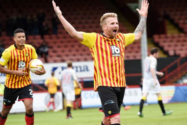 Partick Thistle's Ryan Stevenson celebrates scoring his goal against St Mirren. Picture: SNS Group