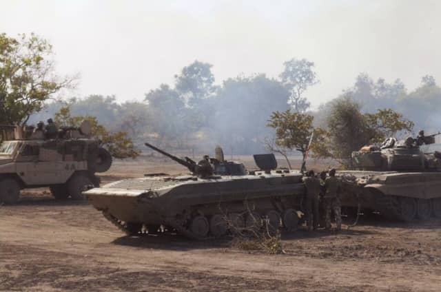 Nigerian military forces on the move towards the Sambisa Forest. Picture: AP