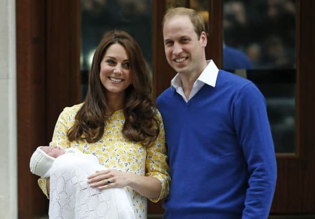 The Duke and Duchess with their newborn baby princess leave St. Mary's Hospital. Picture: AP