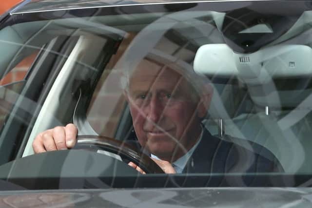 Prince Charles leaves Kensington Palace after visiting his new granddaughter yesterday. Picture: Getty