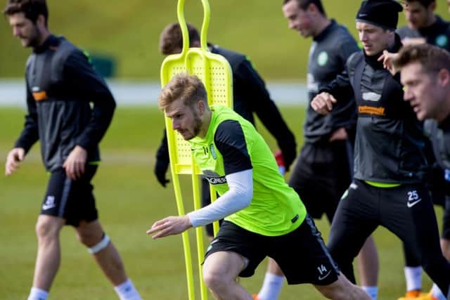 Celtic's first team squad are put through their paces at Lennoxtown. Picture: SNS