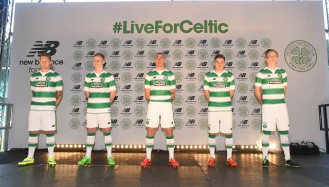 Celtic unveil their new home kit from New Balance the 2015/2016 season. Picture: SNS