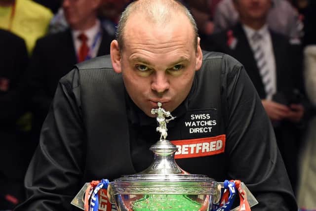 Stuart Bingham celebrates beating Shaun Murphy in the World Championship Snooker final. Picture: AFP/Getty