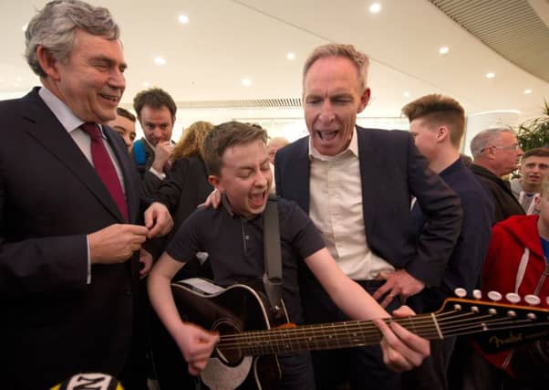Former PM Gordon Brown on the election trail with Scottish Labour leader Jim Murphy Braehead Shopping Centre. Picture: John Devlin