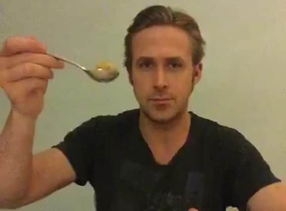 A still from Ryan Gosling's Vine, where he eats his cereal in tribute to late film-maker Ryan McHendry. Picture: Vine