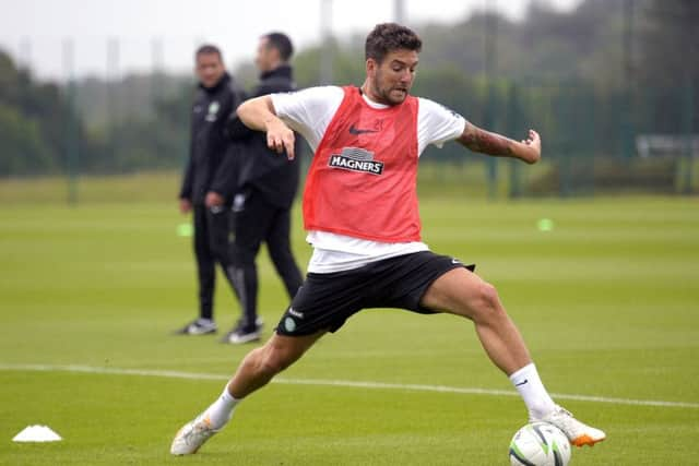 Celtic's Charlie Mulgrew at pre-season training at Lennoxtown training ground. Picture: John Devlin