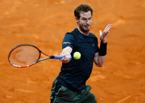 Andy Murray on his way to an emphatic win over Marcel Granollers at th Madrid Open. Picture: Getty