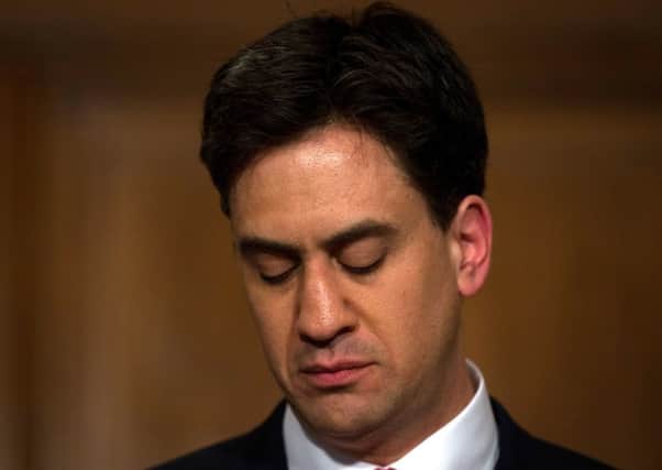 Labour Party leader Ed Miliband makes his resignation speech at a press conference in Westminster. Picture: Getty