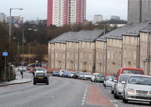 The victim had just got out of his car in Royston Road, Glasgow, when a  4 x 4 drove at him deliberately and knocked him to the ground. Picture: TSPL