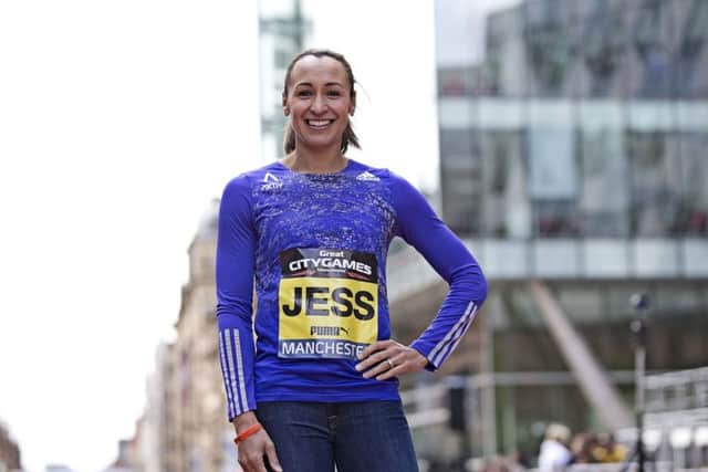 Jessica Ennis-Hill at the Deansgate track in Manchester yesterday. Picture: PA