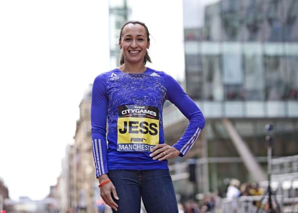 Jessica Ennis-Hill at the Deansgate track in Manchester yesterday. Picture: PA
