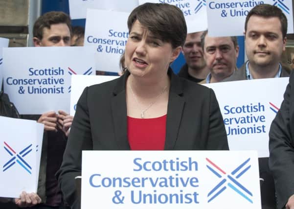 Scottish Conservative leader Ruth Davidson makes a speech outside the Scottish Conservative Central Office in Edinburgh. Picture: TSPL