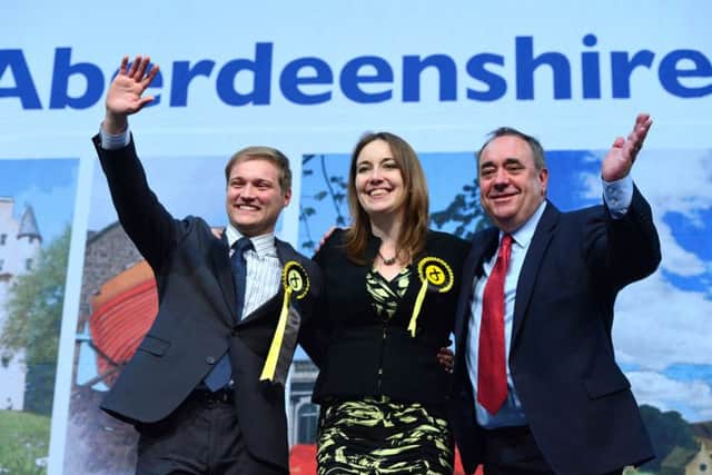 Alex Salmond, Stuart Donaldson and Eilidh Whiteford. Picture: Getty