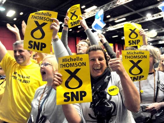 SNP supporters at the Edinburgh count. Picture: Lisa Ferguson