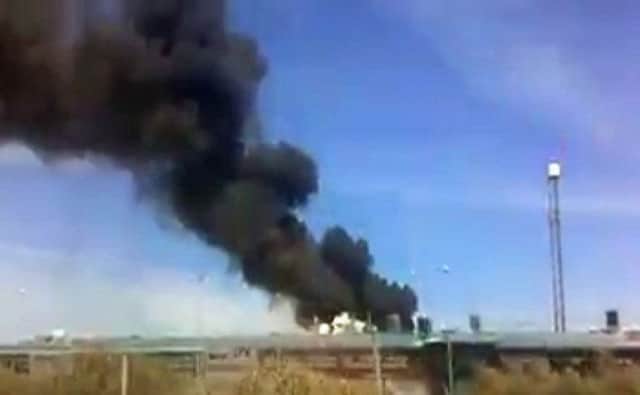 A screengrab taken from Twitter of a plume of smoke following the crash of an Airbus A400M aircraft near Seville airport. Picture: Alejandro Ortega/@SickoSeven/PA Wire