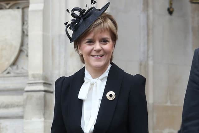 Nicola Sturgeon leaves the VE Day 70th Anniversary service at Westminster Abbey. Picture: Getty