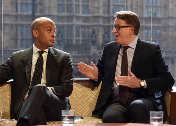Leadership favourite Chuka Umunna and Labour veteran Lord Mandelson discuss the party's future. Picture: BBC