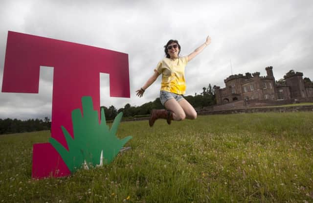 Fan Phoebe Inglis-Holmes jumps for joy at T in the Park's new home. Picture: Contributed