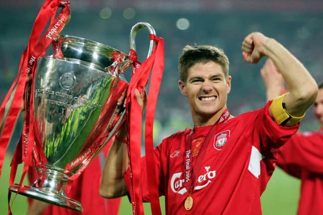Gerrard lifted the European Cup after Liverpool defeated AC Milan in the 2005 final. Picture: Getty