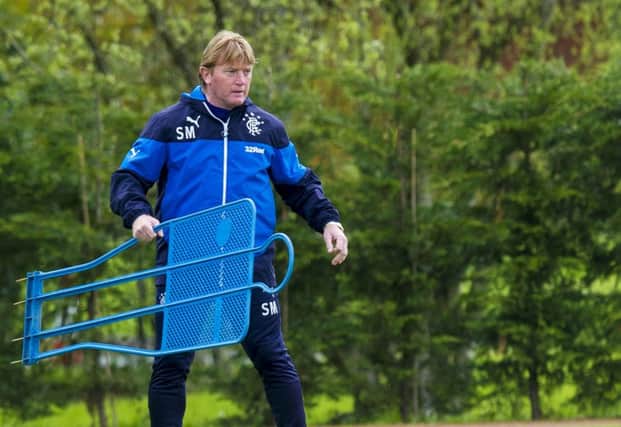 Rangers manager Stuart McCall organises training at Murray Park. Picture: SNS