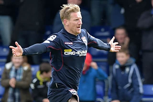 Michael Gardyne celebrates after netting the equaliser for County. Picture: SNS