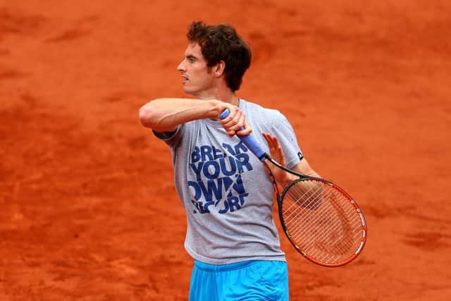 Andy Murray in training ahead of his bid to win the French Open at Roland Garros. Picture: Getty