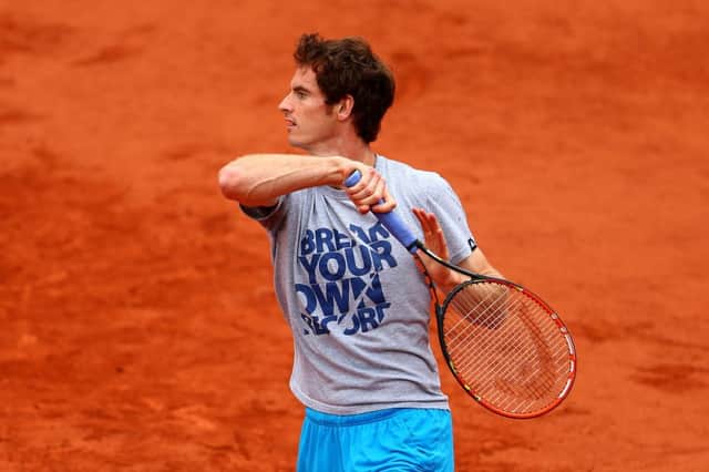Andy Murray in training ahead of his bid to win the French Open at Roland Garros. Picture: Getty