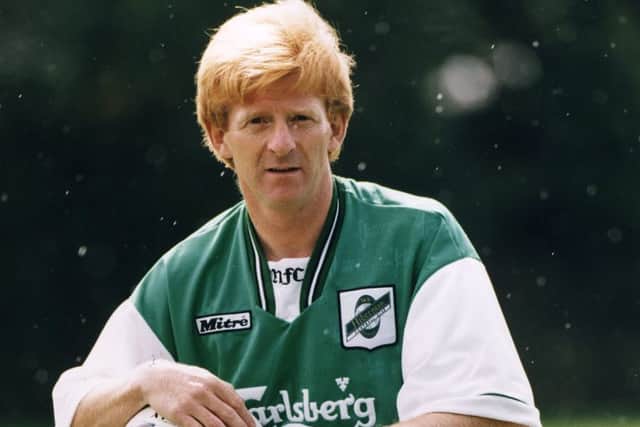 The Scotland manager in a Hibs strip in 1996, when he played at Easter Road in Gordon Hunters testimonial