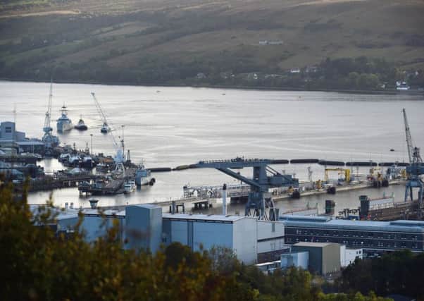 A general view of the Faslane naval base, where the Trident submarines are based. Picture: Getty