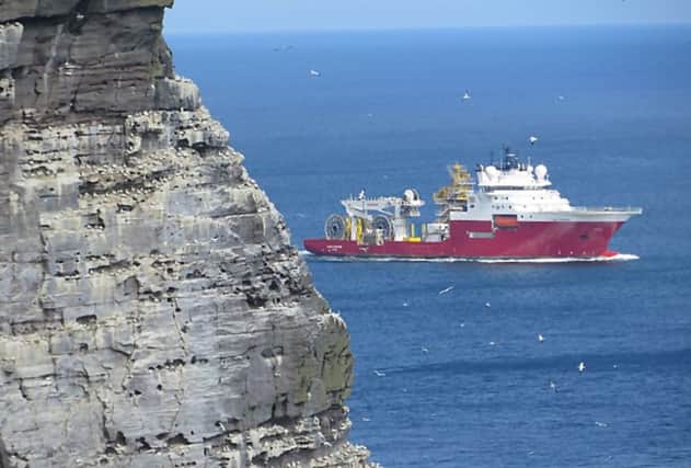 A fire broke out on the Fugro Symphony offshore supply vessel at Peterhead this morning. Picture: Contributed
