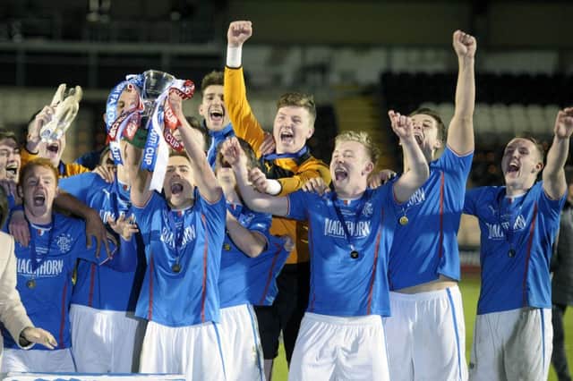 Rangers celebrate their Youth Cup win last year after beating Hearts. Picture: John Devlin