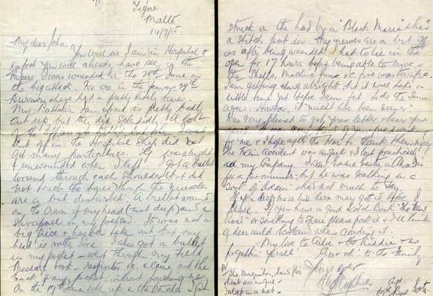 The letter sent by Major Alexander James Wightman after the Gretna rail disaster. Picture: Contributed