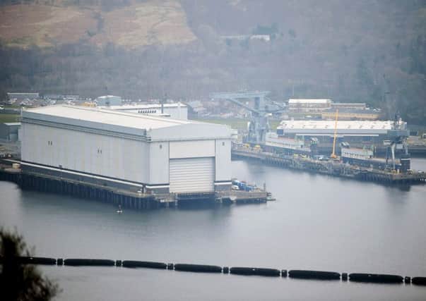 Faslane naval base, where the Trident submarines are housed. Picture: Getty