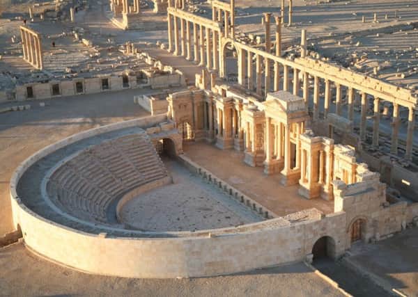 Part of the ruins of the city of Palmyra in the Syrian desert, which it is feared face the same fate as sculptures at Nineveh and Nimrud. Picture: Getty