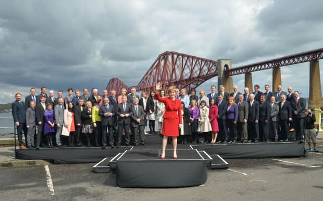 Nicola Sturgeon is joined by the newly-elected SNP MPs earlier this month. Picture: Jon Savage