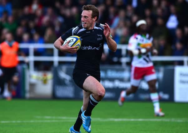 Mike Blair played his final match for Newcastle last Saturday and celebrated by scoring a try. Picture: Getty