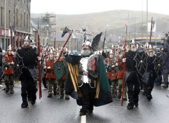 Up Helly Aa festival in Shetland, where the Viking genetic footprint is strongest. Picture: PA