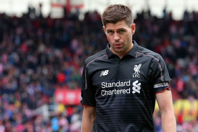 Steven Gerrard looked stunned at half time. Picture: Getty
