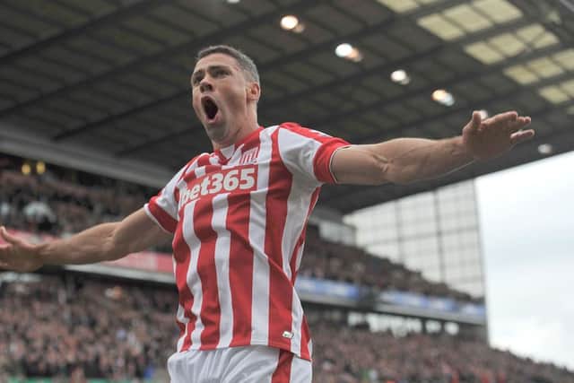 Jonathan Walters roars with delight after scoring for Stoke. Picture: PA