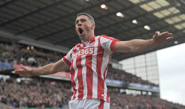 Jonathan Walters roars with delight after scoring for Stoke. Picture: PA