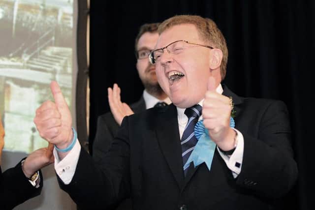 David Mundell learns he has held onto his seat. Picture: Johnston Press
