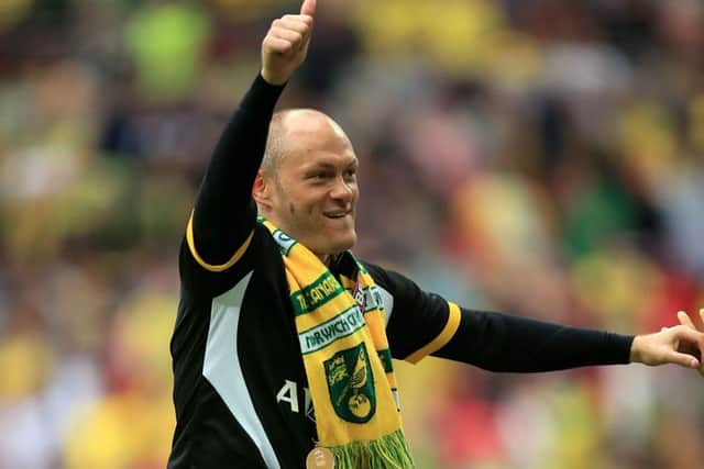 Norwich manager Alex Neil celebrates his sides victory over Middlesbrough at Wembley. Picture: PA