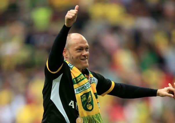 Norwich manager Alex Neil celebrates his sides victory over Middlesbrough at Wembley. Picture: PA