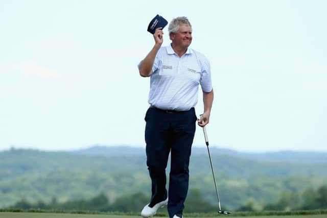 Colin Montgomerie celebrates his triumph in the US Seniors PGA at French Lick. Picture: Getty