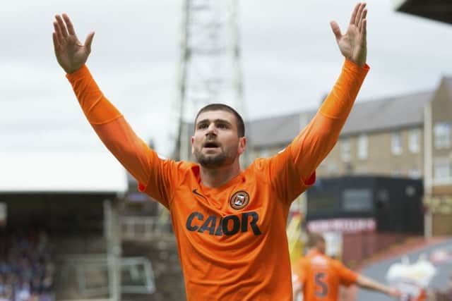 Dundee United's Nadir Ciftci celebrates scoring against Dundee in a match which has caused a considerable storm. Picture: SNS Group