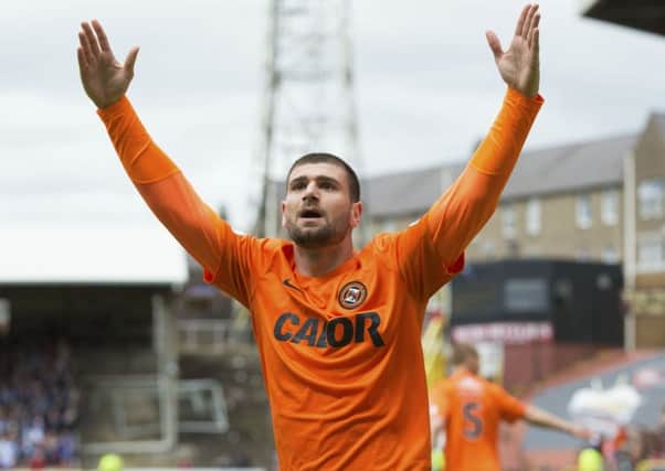 Dundee United's Nadir Ciftci celebrates scoring against Dundee in a match which has caused a considerable storm. Picture: SNS Group
